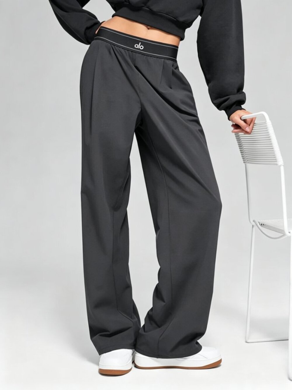ALO Yoga NWT Dark Gray Suit Up Trouser🔥Regular 30" Inseam Wide Leg